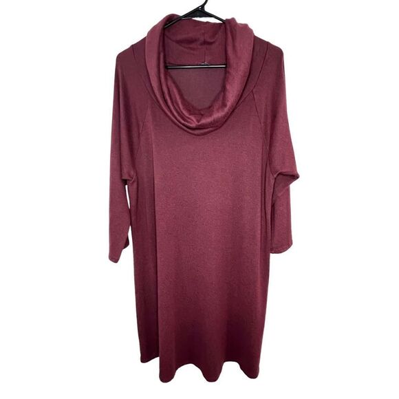 Vanity Maroon Sweater Dress With Turtleneck - Picture 1 of 4
